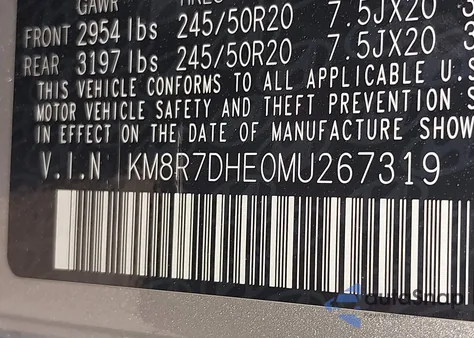 2021 Hyundai Palisade Calligraphy из США, поврежденный, VIN KM8R7DHE0MU267319